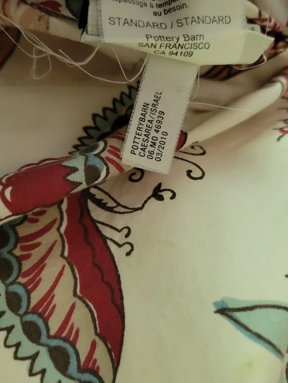 Pottery Barn Caesarea Israel Cotton Paisley Duvet Cover Sham Full Queen 3pc Set